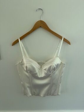 Aritzia TEN white satin bustier corset top